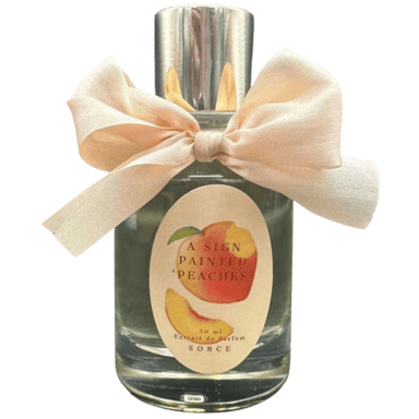 A Sign Painted Peaches by Sorce bottle